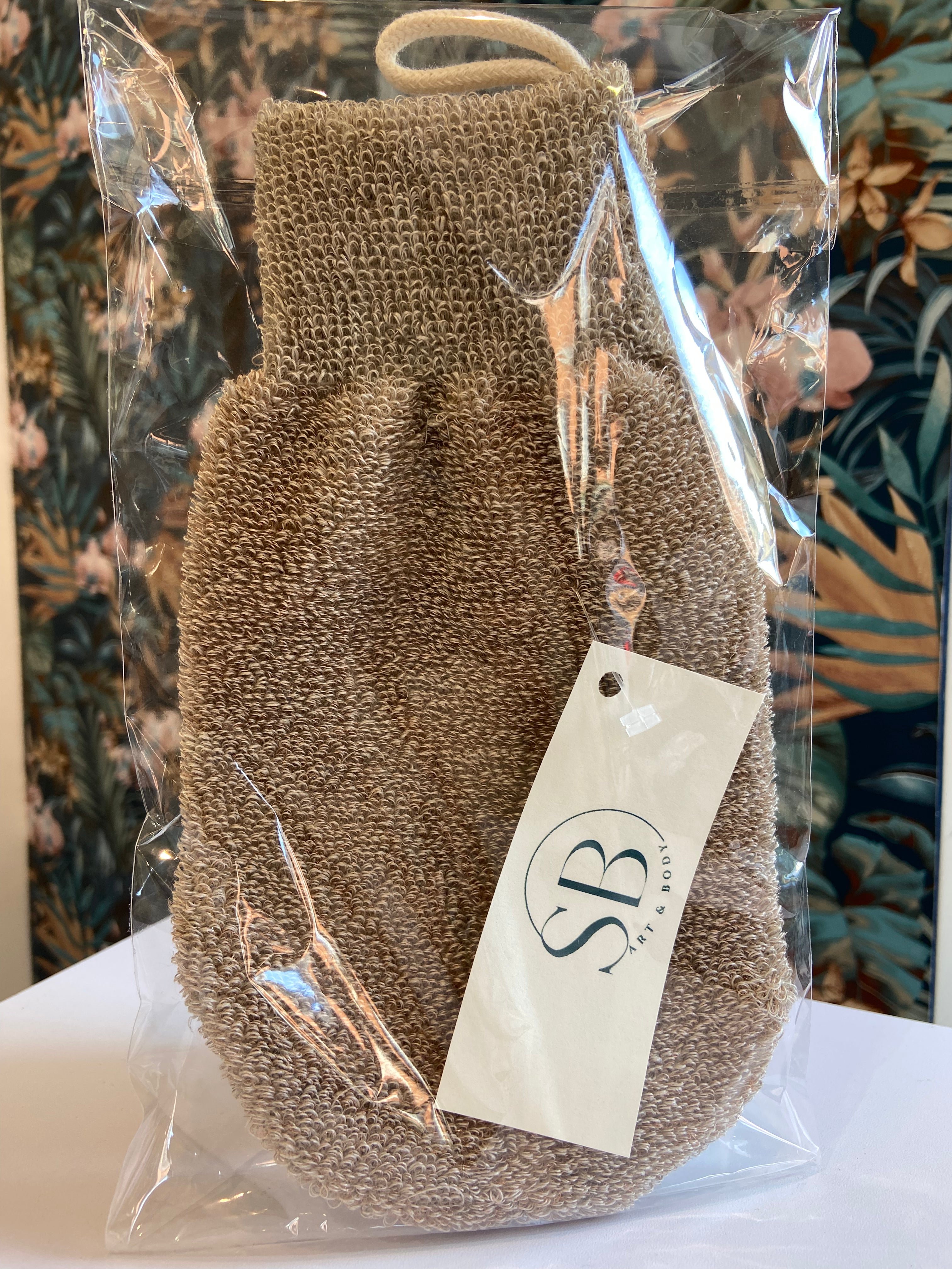 GUANTO ESFOLIANTE IN LINO E RAME